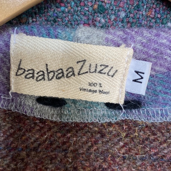 Upcycled Wool BAABAAZUZU Jacket Teal/Brown/Black Colour Pallet Size Medium - Picture 6 of 12